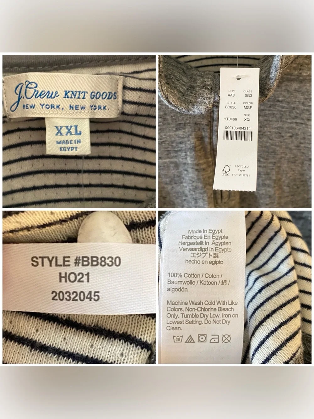 J. CREW Men’s 100% Cotton Double-Knit Half-Zip Pullover in Heathered Grey - XXL